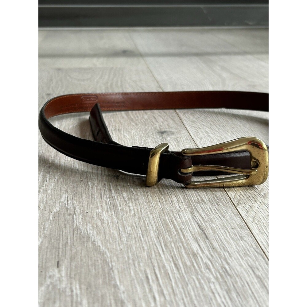 Women's Coach Belt Size Medium Brown Genuine Leather Solid Brass Buckle Preppy - Picture 2 of 7